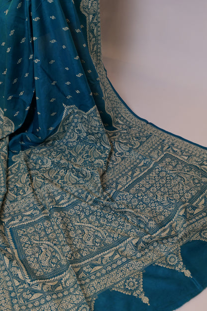 Chaitanya~Kantha Saree Teal Blue