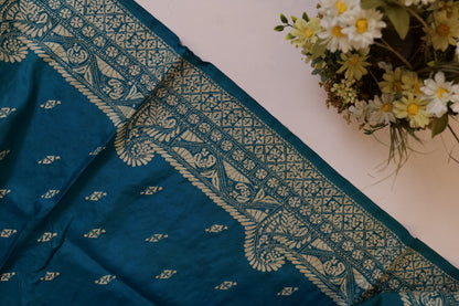Chaitanya~Kantha Saree Teal Blue