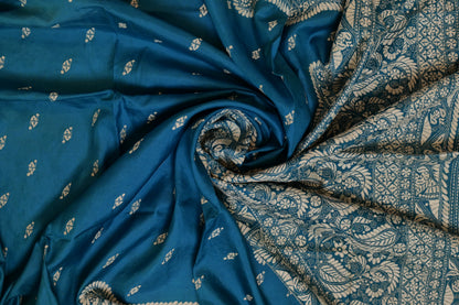 Chaitanya~Kantha Saree Teal Blue