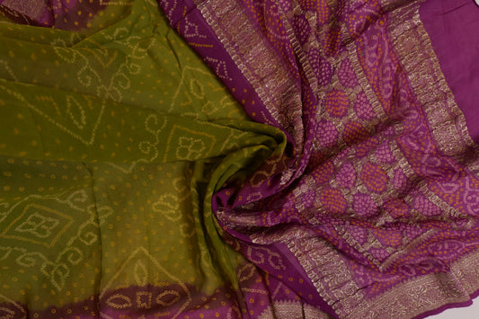Tapan~Neemzari Banarsee Olive Green Lilac