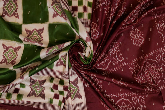 Yashasvi~Odissa Weave Green Maroon White