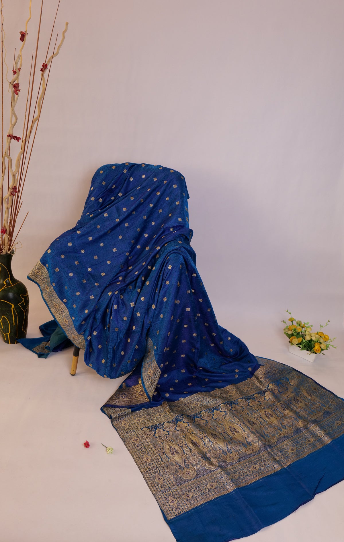 Mridula~Tanchoi Banarsee Saree Blue