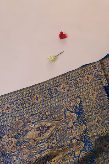 Mridula~Tanchoi Banarsee Saree Blue