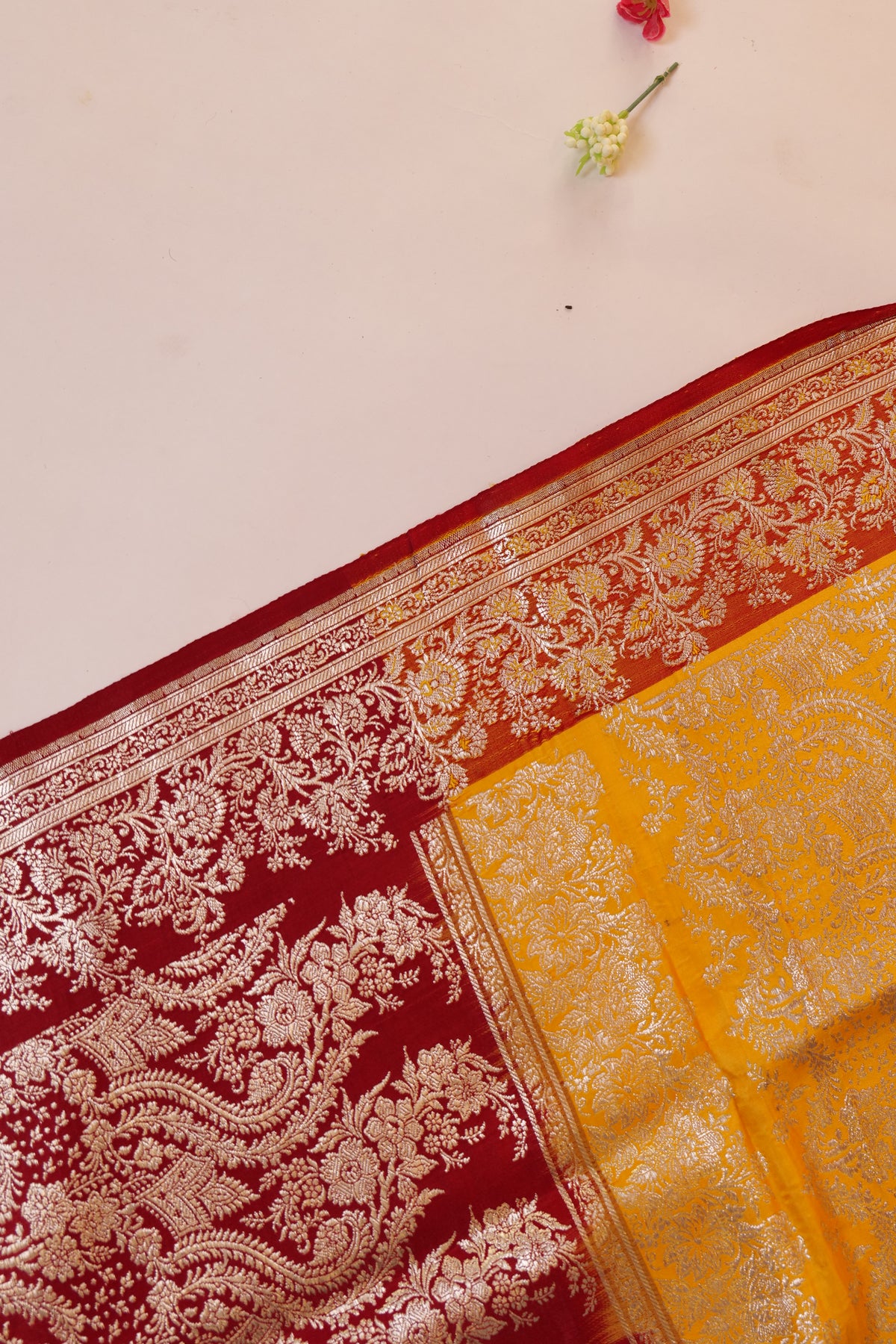 Manjula~Banarsee Saree Yellow Maroon
