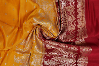 Manjula~Banarsee Saree Yellow Maroon