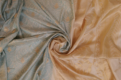 Sundara~Resham Banarsee Saree Ice Green