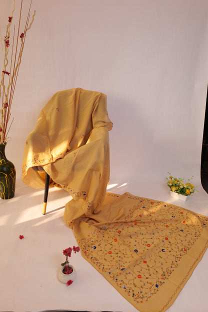 Ananda~Cotton Hand Embroidered saree Beige
