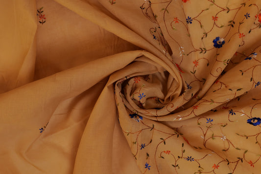 Ananda~Cotton Hand Embroidered saree Beige