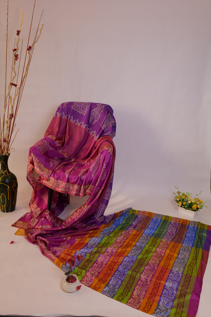 Ksheer~Bishnupuri Silk Saree Multicolour