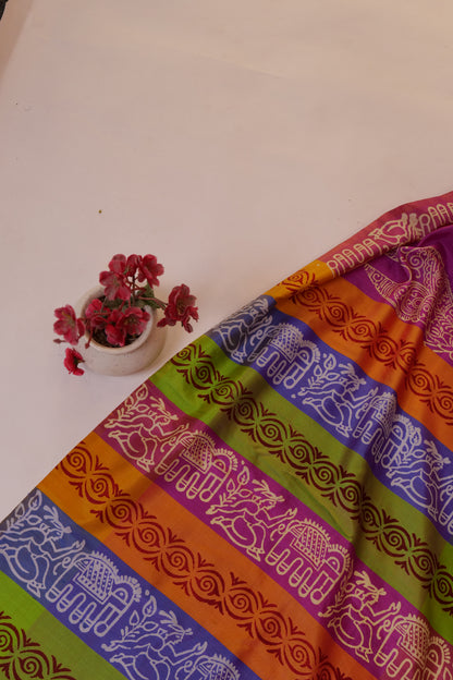 Ksheer~Bishnupuri Silk Saree Multicolour