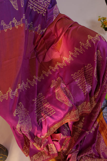 Ksheer~Bishnupuri Silk Saree Multicolour