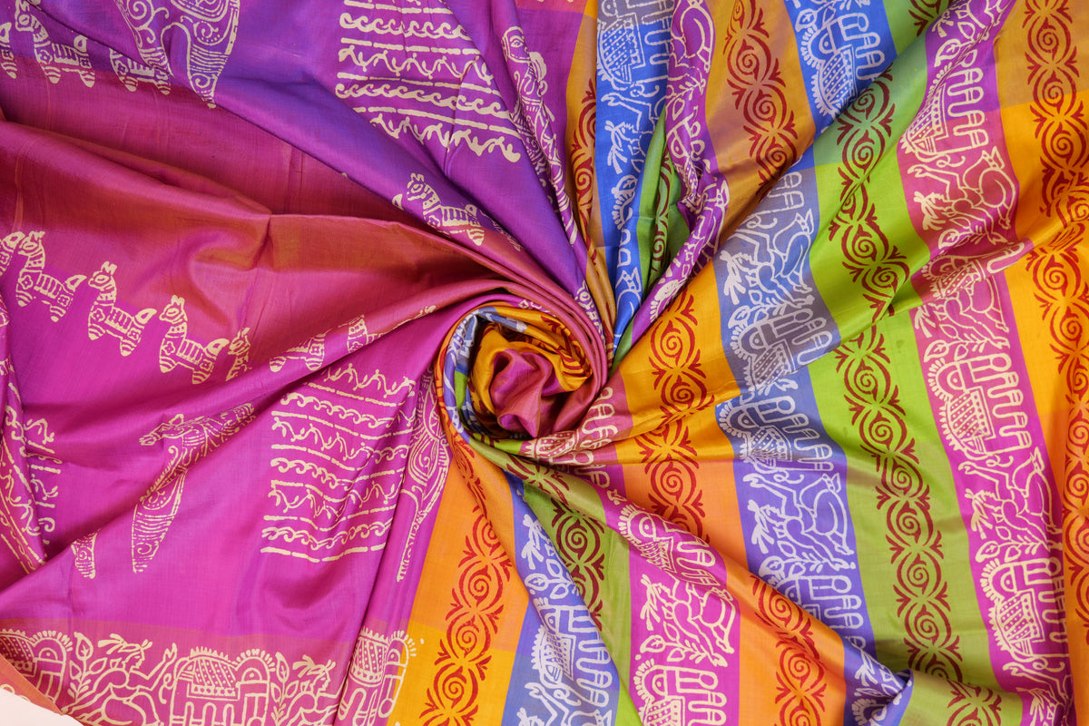 Ksheer~Bishnupuri Silk Saree Multicolour
