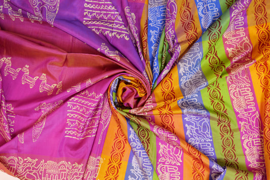 Ksheer~Bishnupuri Silk Saree Multicolour