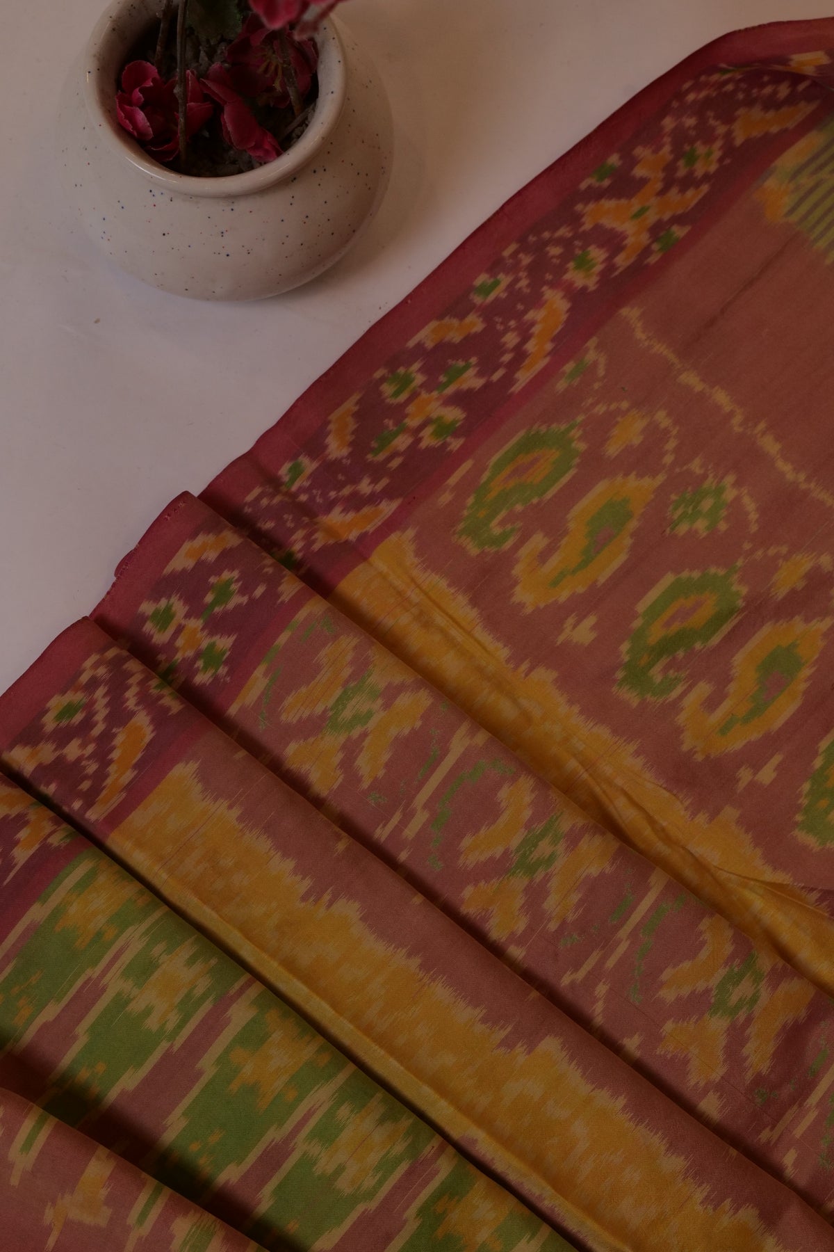 Ikkat Saree Salmon Pink