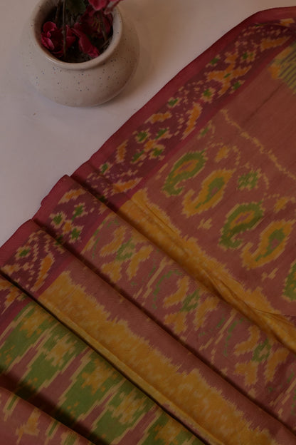 Ikkat Saree Salmon Pink