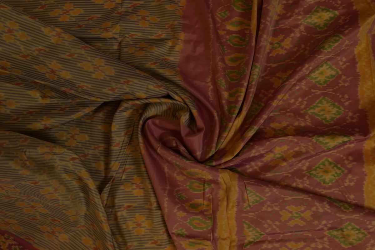 Ikkat Saree Salmon Pink