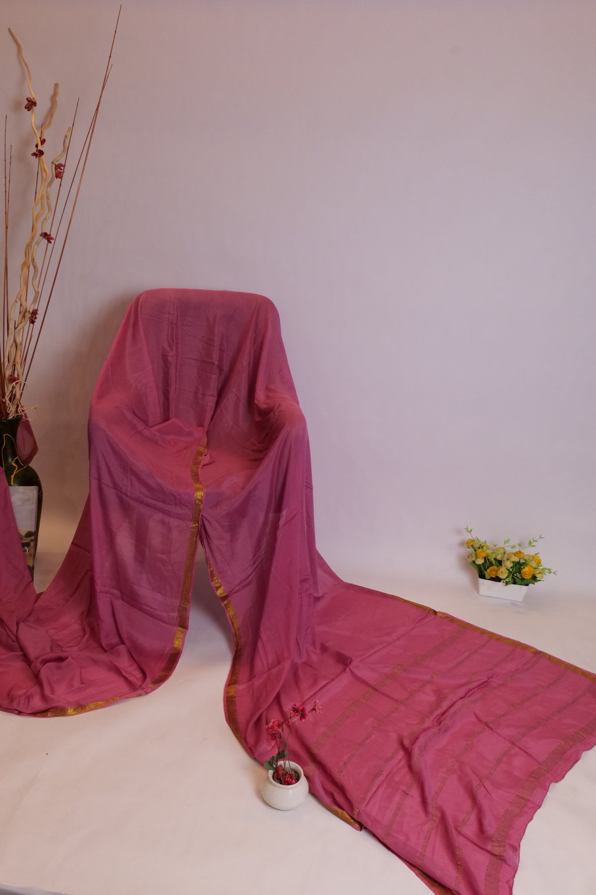 Champakam~Karnataka Crepe Silk Saree Lilac Pink
