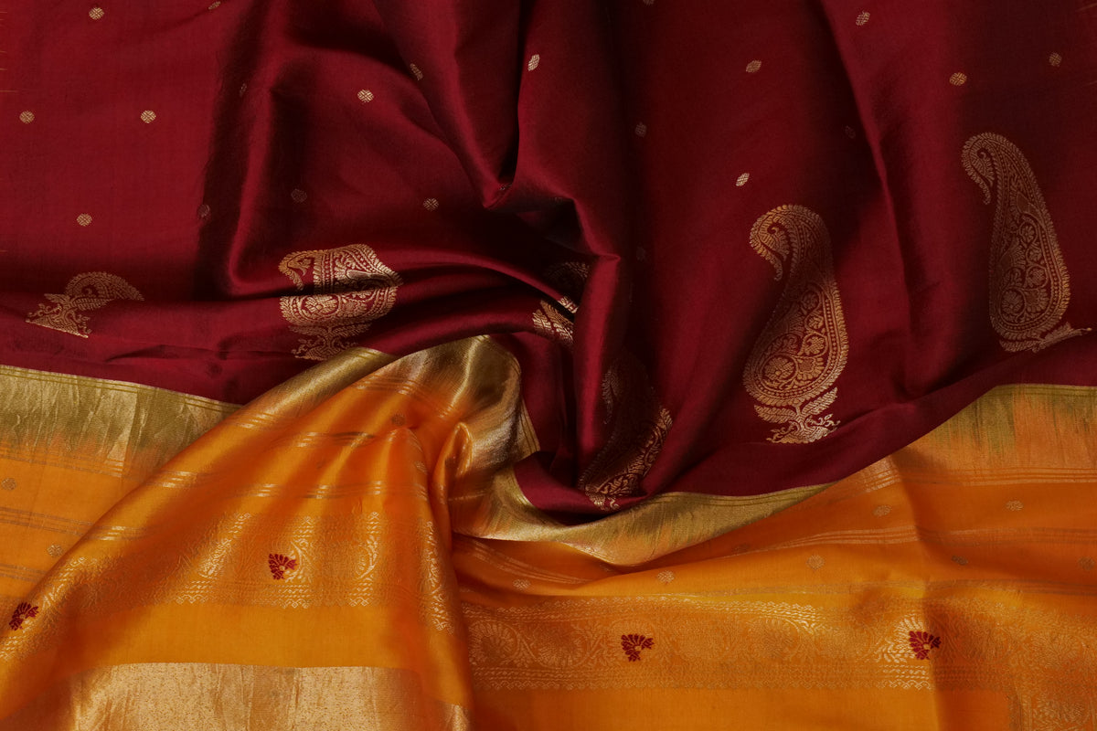Armoor Saree Maroon Yellow