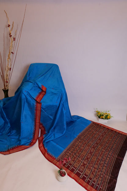 Khandua Saree Cobalt Blue Red