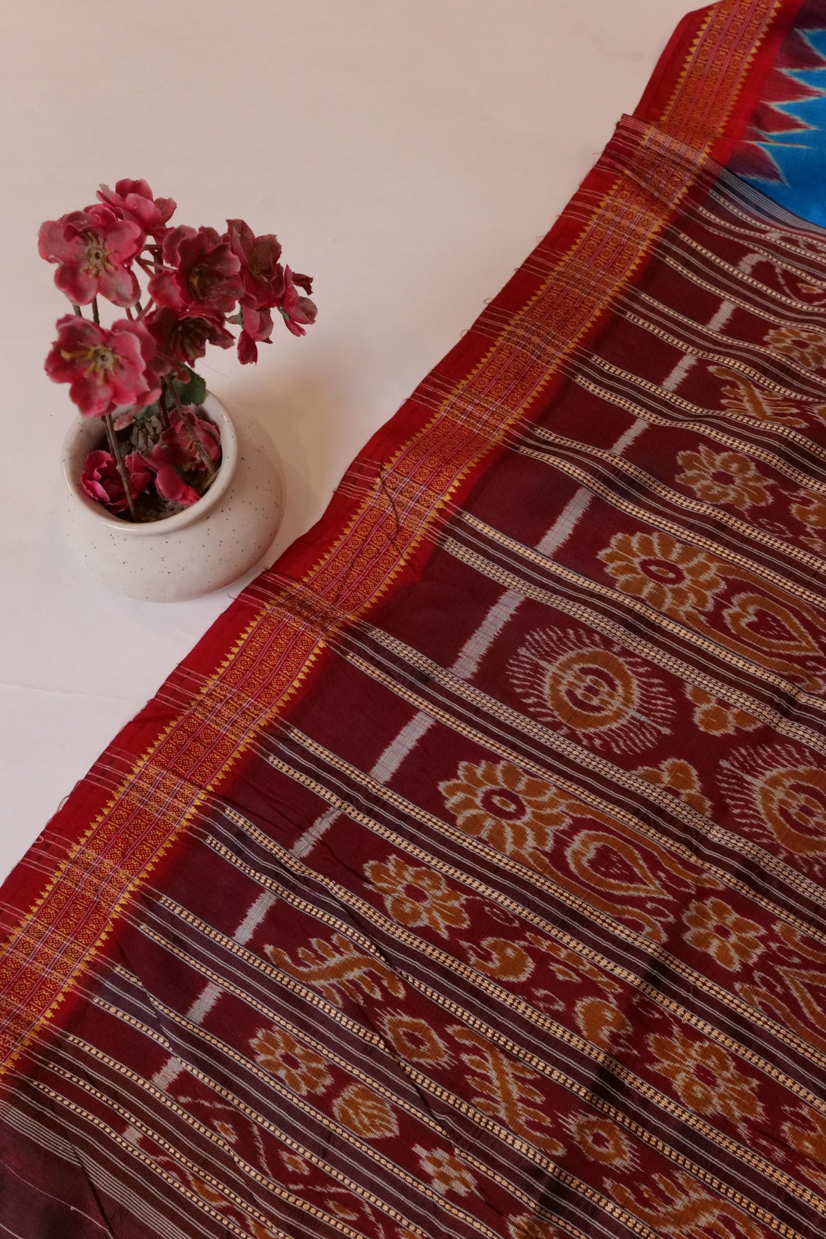 Khandua Saree Cobalt Blue Red