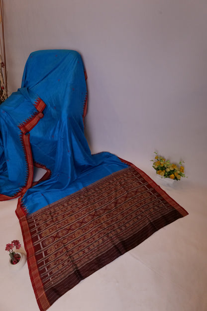 Khandua Saree Cobalt Blue Red